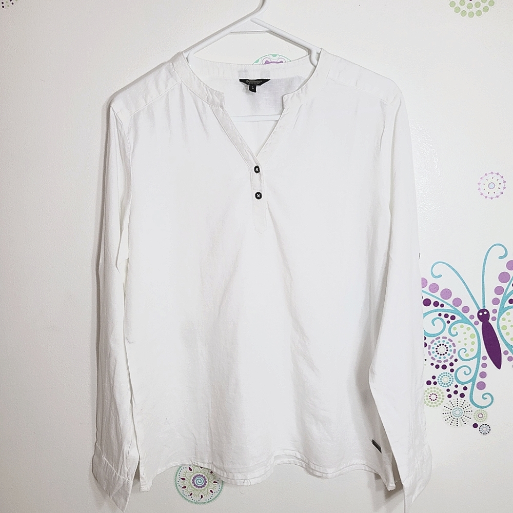 White Cotton Shirt- Long sleeves, Top, Size L